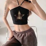 Bonnyshow Star Patch Halter Crop Top