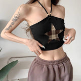 Bonnyshow Star Patch Halter Crop Top