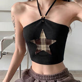 Bonnyshow Star Patch Halter Crop Top
