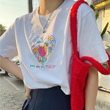 Bonnyshow Tulip Embroidery Aesthetic T-Shirt