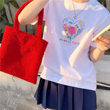 Bonnyshow Tulip Embroidery Aesthetic T-Shirt