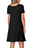 Bonnyshow Solid Color Casual T Shirt Dresses With Pockets