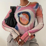 Bonnyshow Y2K Aesthetic Galaxy Mesh Top